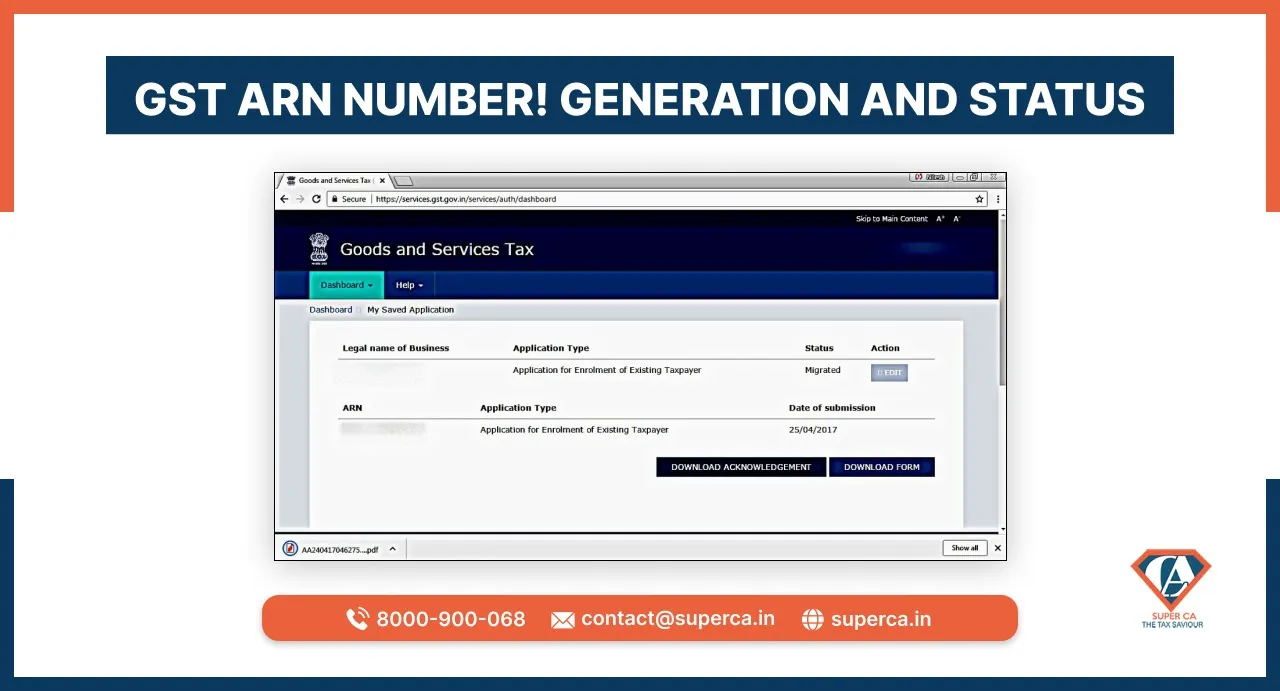 GST ARN Number! Generation and Status